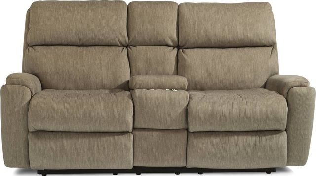 Flexsteel® Rio Power Reclining Loveseat with Console and Power Headrests-1