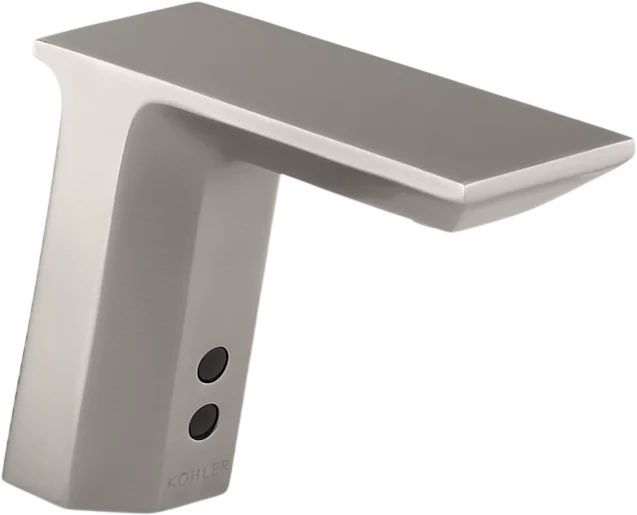 KOHLER® Geometric Vibrant Stainless Touchless Single-Hole Lavatory Faucet with Insight™ Sensor Technology and Temperature Mixer, AC-Powered-0