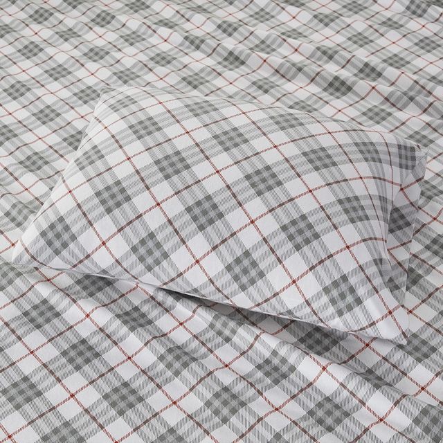 Olliix by True North by Sleep Philosophy Red Plaid Queen Cozy Flannel 100% Cotton Flannel Printed Sheet Set-2