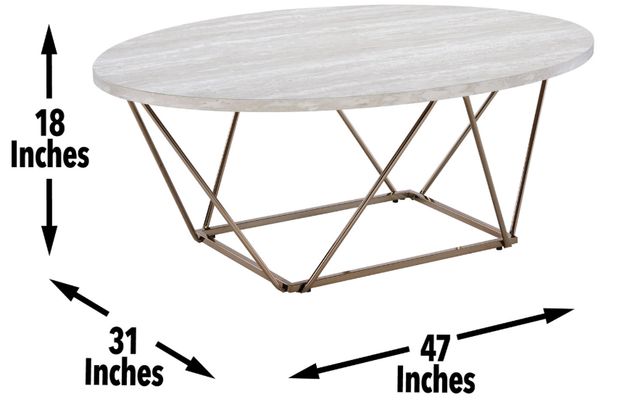 Steve Silver Co. Rowyn White Cocktail Table with Copper Base-2