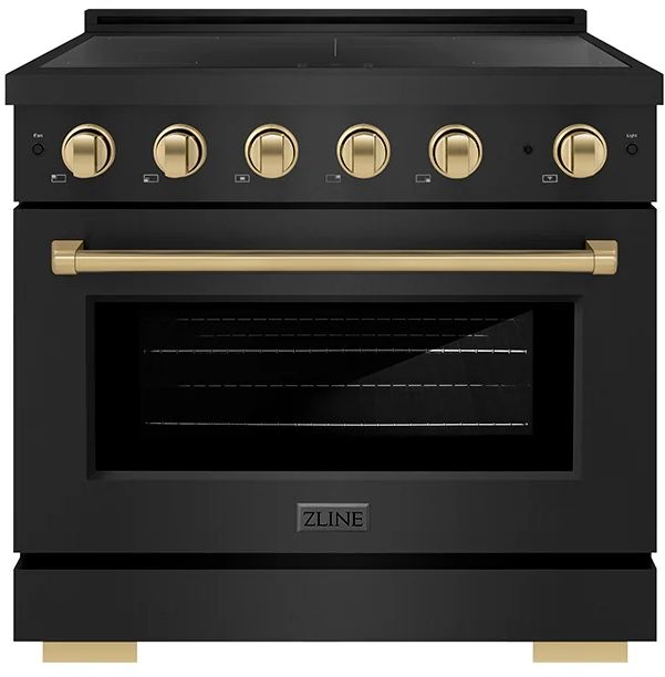 ZLINE Autograph Edition Paramount 36" Black Stainless Steel Pro Style Induction Range with Champagne Bronze Accents-0
