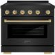 ZLINE Autograph Edition Paramount 36" Black Stainless Steel Pro Style Induction Range with Champagne Bronze Accents-0
