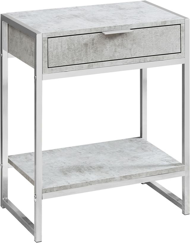 Monarch Specialties Inc. Grey Cement 24"H Chrome Metal Accent Table with Shelf-0