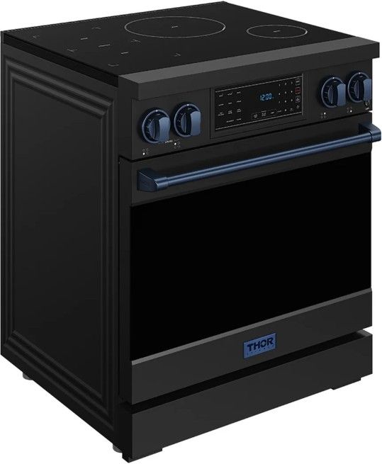 Thor Kitchen® Gordon Ramsay Collection 30" Black Pro Style Induction Range with Tilt Panel Touch Control and Blue Trim-2