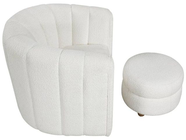 Homelegance® Delaney 2-Piece White Swivel Accent Chair with Ottoman Set-3
