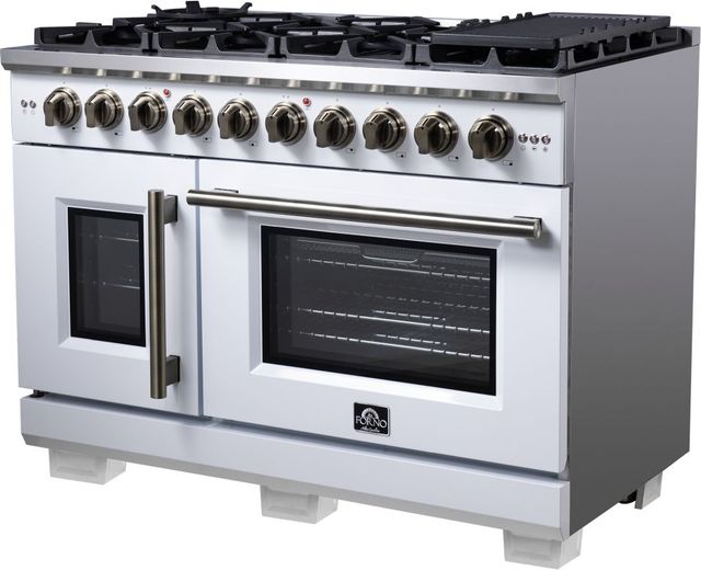 FORNO® Capriasca Series Alta Qualita 48" White Pro Style Gas Range-2
