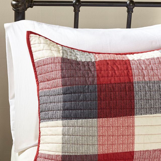 Olliix by Madison Park 6 Piece Red Full/Queen Ridge Reversible Herringbone Coverlet Set-4