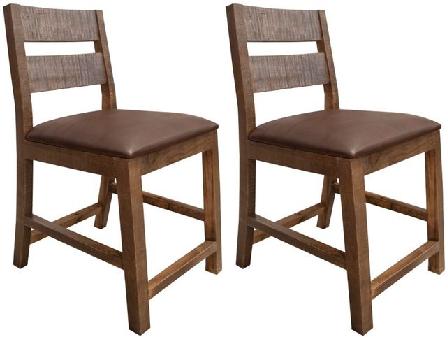International Furniture Direct Antique Brown 24" Upholstered Counter Stool-2