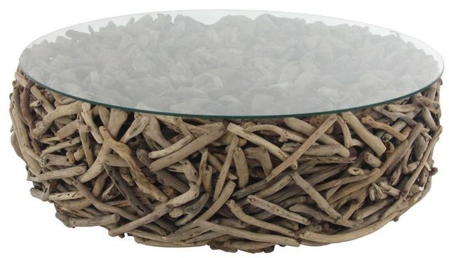 Deco Marche U Select Clear Coffee Table with Brown Base-0