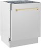ZLINE Autograph Edition 24" Stainless Steel Built In Dishwasher with Polished Gold Handle-2