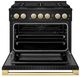 ZLINE Marino 36" Black Stainless Steel Pro Style Dual Fuel Range with Polished Gold Accents-1