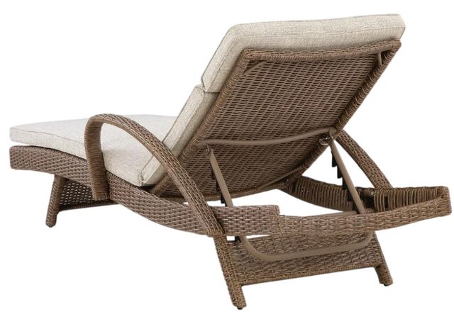 Signature Design by Ashley® Laguna Heights Beige-Gray Fabric/Resin Wicker Outdoor Chaise Lounge-3