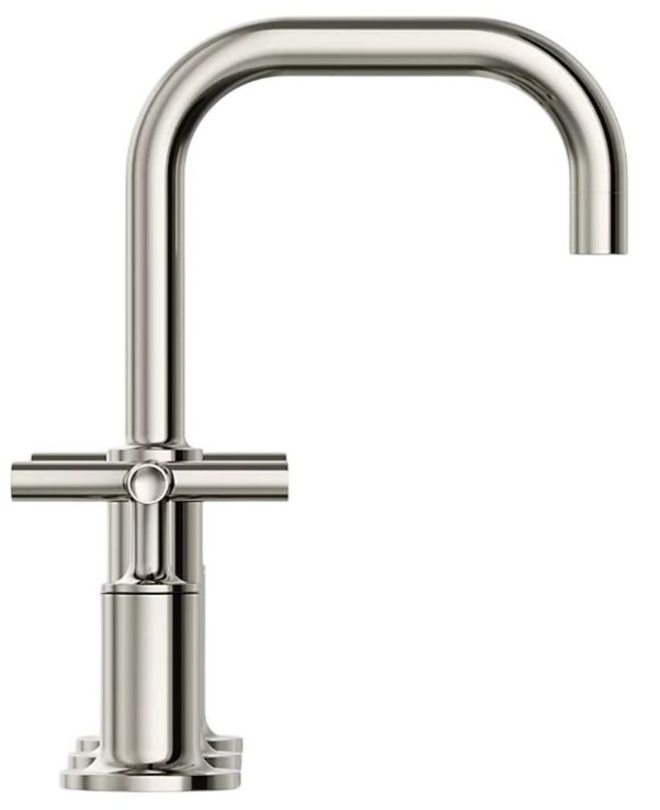 KOHLER® Purist® Vibrant Polished Nickel 8" Widespread Bathroom Sink Faucet with Cross Handles-2