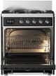 Ilve® Majestic III 30" Glossy Black Pro Style Dual Fuel Natural Gas Range with Triple Glass Door and Chrome Trim-2
