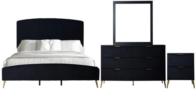New Classic® Home Furnishings Kailani 4-Piece Black King Panel Bedroom Set-0