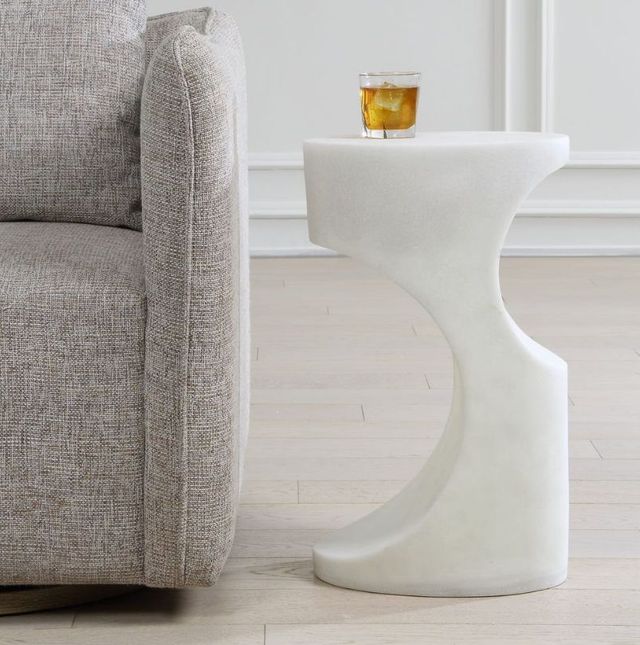 Uttermost® Stevie White Stone Composite Indoor-Outdoor Accent Table-1