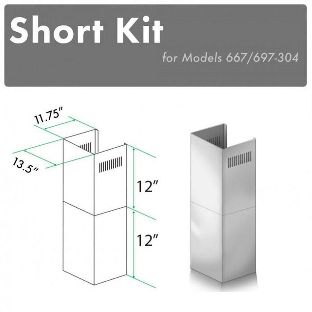 ZLINE 2 Piece 12" Stainless Steel Wall Hood Extension Kit-2