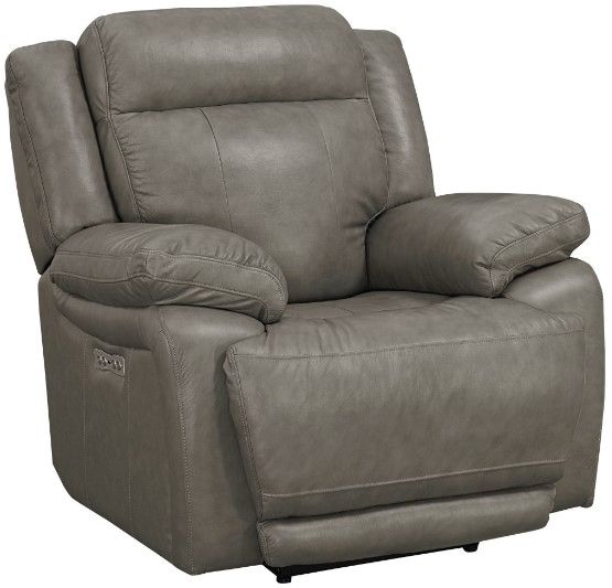 Bassett® Furniture Club Level Evo Pewter Leather Wallsaver Power Recliner -0
