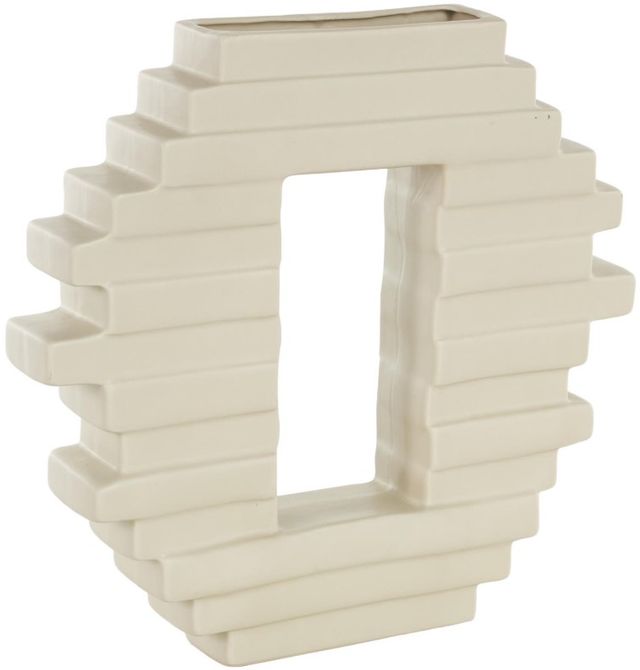 Deco Marche Cream Vase with Rectangular Center Cutout-0