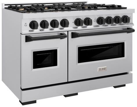 ZLINE Classic Series Autograph Edition 48" Stainless Steel Pro Style Dual Fuel Range and Matte Black Accents-2