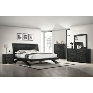 Coal Bedroom Set Juego de dormitorio Coal en acabado oscuro