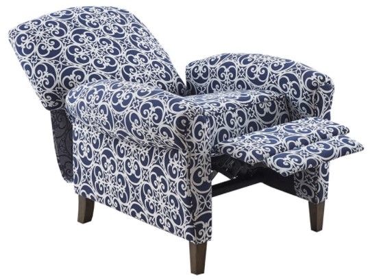 Olliix by Madison Park Kirby Navy Multi Push Back Recliner-2