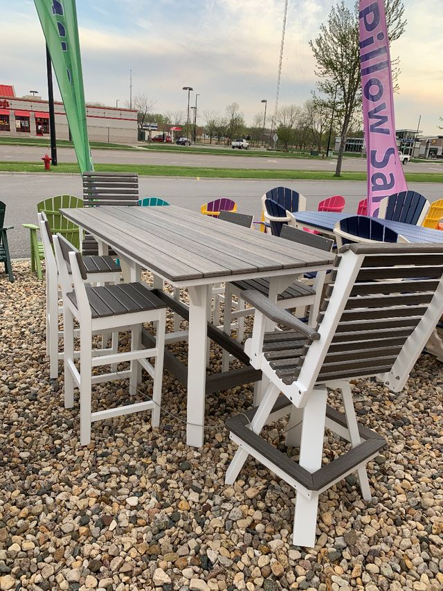 Creekside 7' Rectangle Bar Height Table with 2 Roll Back Swivel Bar Chairs 4 Chairs, woodgrain-2
