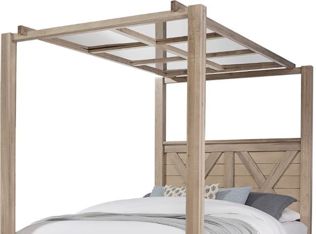 Artisan & Post by Vaughan-Bassett Cool Rustic Clear Maple Queen Mirrored Canopy Bed-3