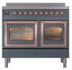 Ilve® Nostalgie II Noblesse 40'' Blue Gray Pro Style Induction Range with Copper Trim-1
