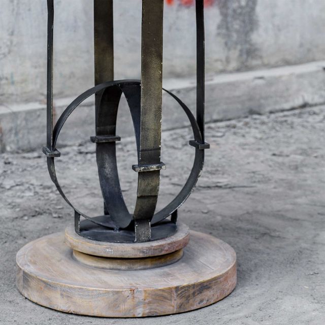 Uttermost® Sydney Light Oak Side Table with Aged Steel Base-1