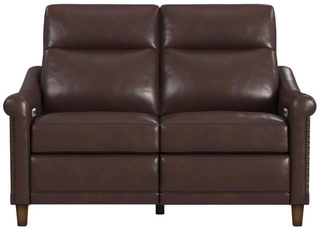 Flexsteel® Elizabeth Brunette Leather Power Reclining Loveseat with Power Headrest-2