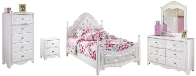 Signature Design by Ashley® Exquisite 5-Piece White Full Poster Bed Set-0