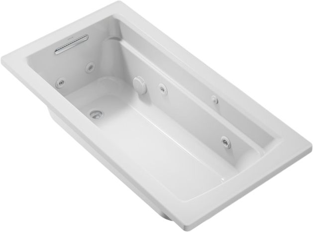 KOHLER® Archer® Ice Gray 60" x 32" Drop-In Whirlpool Bath with Heater-0