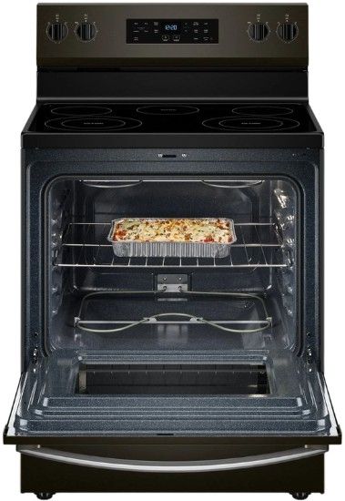 Whirlpool® 30" Black Stainless Steel Freestanding Electric Range with No Preheat Mode and Steam Clean-2