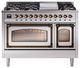 Ilve® Nostalgie II Noblesse 48'' Stainless Steel Pro Style Dual Fuel Range with Burnished Trim-0