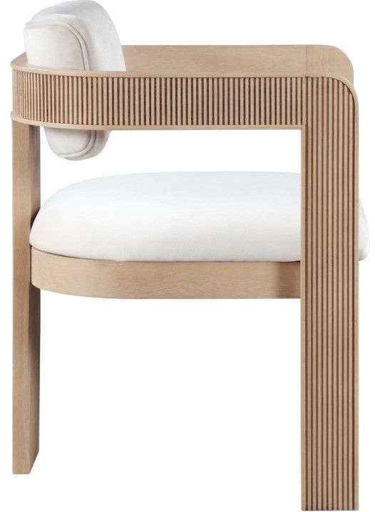 Meridian Furniture Sacha Cream/Natural Velvet Upholstered Dining Chair-2