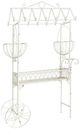 A & B Home White Novelty Pushcart Plant Stand with 2 Baskets-0