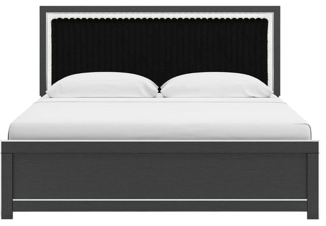 Signature Design by Ashley® Zuraleus Matte Black King Upholstered Platform Bed-2