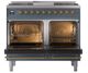 Ilve® Nostalgie II Noblesse 40'' Blue Gray Pro Style Dual Fuel Range with Brass Trim-1