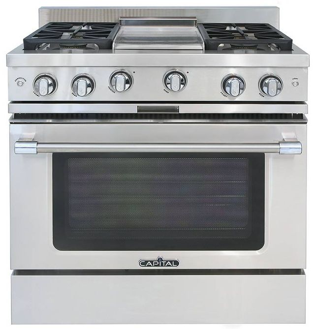 Capital Cooking™ Classic Chef 36" Stainless Steel Sealed Burner Pro Style Gas Range with Griddle-0