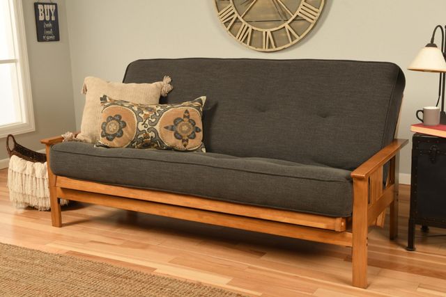 Kodiak Furniture Monterey Linen Charcoal/Butternut Full Futon with Mattress-1