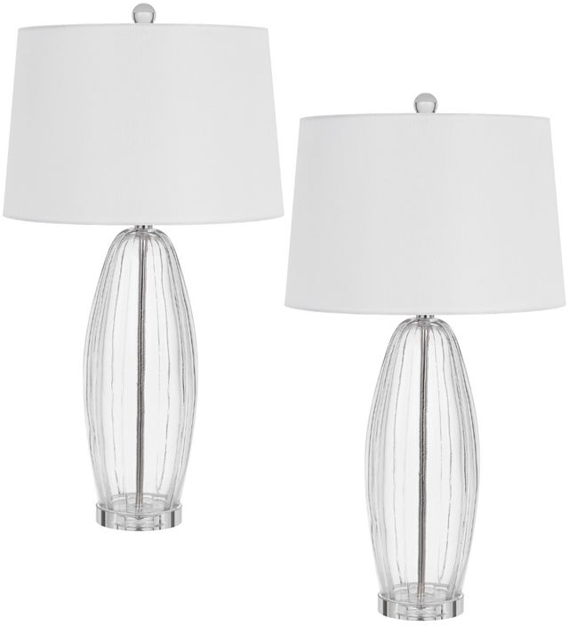 Cal® Lighting & Accessories Bullet Shaped 2-Piece Chrome/Clear Table Lamp Set-0