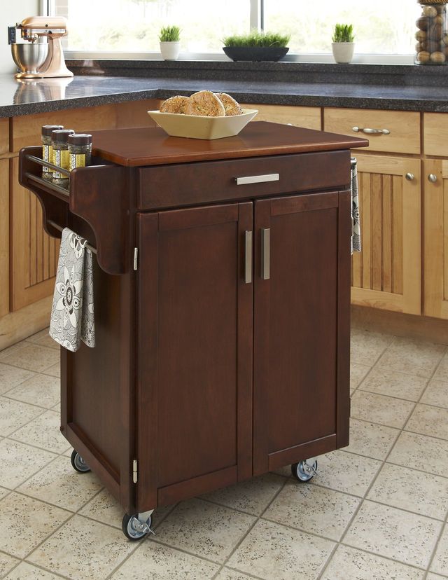 homestyles® Cuisine Cart Cherry/Medium Oak Kitchen Cart-1