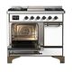 Ilve® Majestic III 40" White Pro Style Dual Fuel Liquid Propane Range with Solid Door and Burnished Trim-2