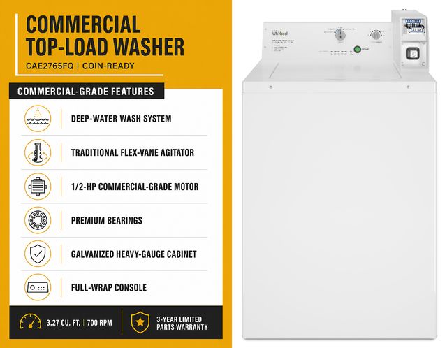 Whirlpool Commercial 3.27 Cu. Ft. Coin-Ready Top-Load Washer - White-1