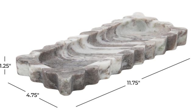Deco Marche Gray Marble Living Room Decor Tray with Brown Swirl Pattern and Wavy Edges-4
