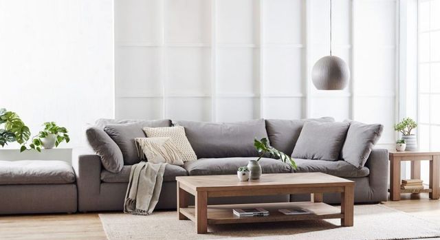 Moe's Home Collection Clay 6-Piece Light Grey L-Shaped Modular Sectional and Ottoman-1