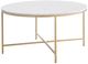 Coaster® Ellison White Coffee Table with Gold Round X-Cross Base-0