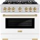 ZLINE Select Autograph Edition 36" Stainless Steel Convection Pro Style Gas Range with White Matte Door and Champagne Bronze Accents-0