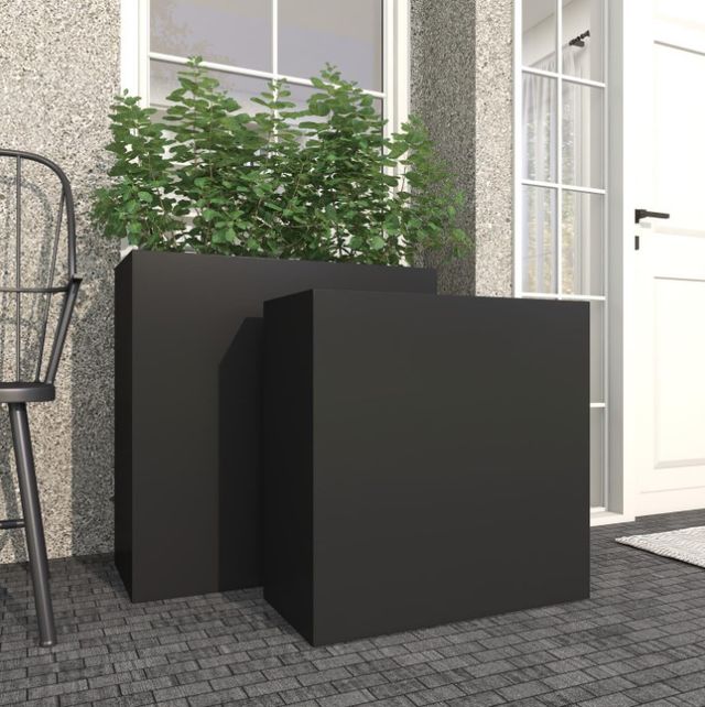 Deco Marche 2-Piece Black Metal Planter Set-4